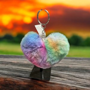 Heart Puff Ball Keychain