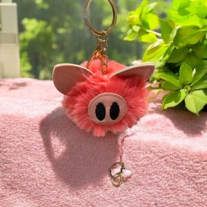 Pig Puff Ball Keychain