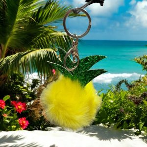 Pineapple Puff Ball Keychain
