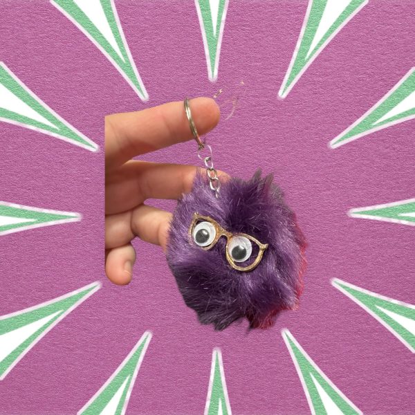 Purple Puff Ball Critter Keychain/Backpack Charm - Image 2