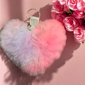 Heart Puff Ball Keychain
