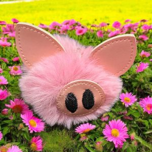 Pig Puff Ball Keychain