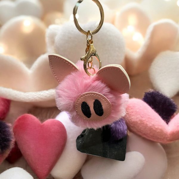 Pig Puff Ball Keychain - Image 3