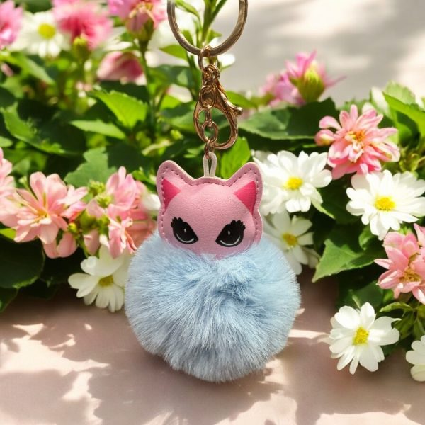 Cat Puff Ball Keychain - Image 2