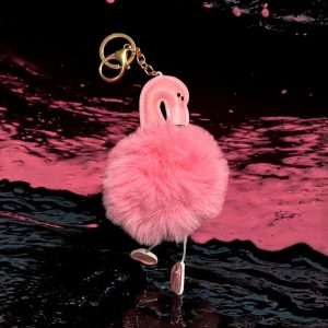 Flamingo Puff Ball Keychain/Backpack Charm