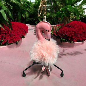 Flamingo Puff Ball Keychain/Backpack Charm