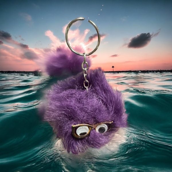 Purple Puff Ball Critter Keychain/Backpack Charm - Image 3