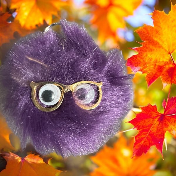 Purple Puff Ball Critter Keychain/Backpack Charm - Image 4