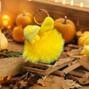Bunny Ears Puff Ball Keychain/Backpack Charm