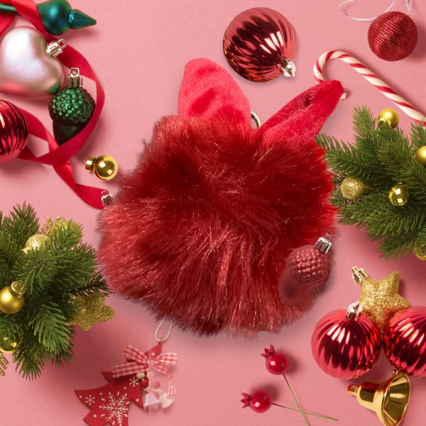 Bunny Ears Puff Ball Keychain/Backpack Charm - Image 2