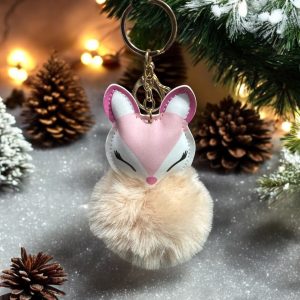 Fox Puff Ball Keychain/Backpack Charm
